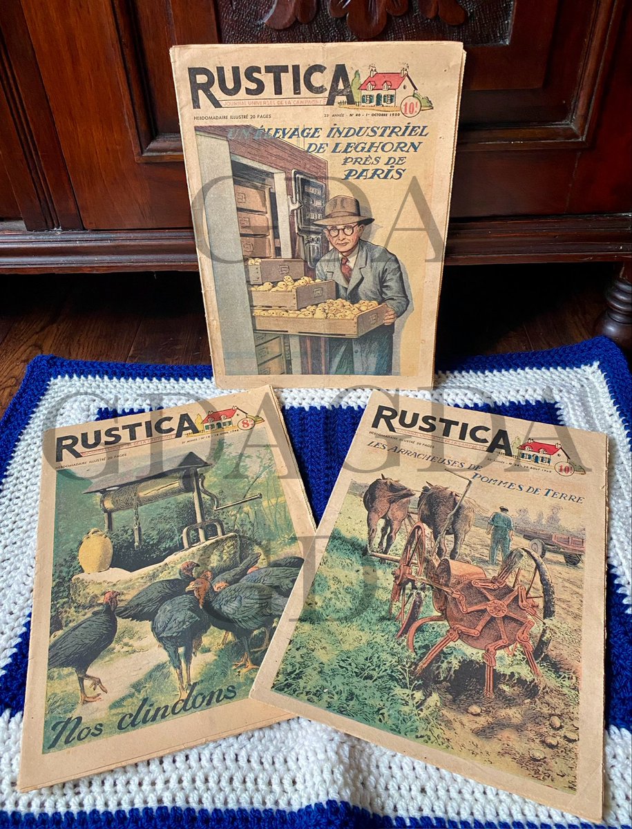 Good morning #earlybiz
Three vintage French magazines, Rustica, 1948-1850. £4.50 each plus p&p
See them snd more at,
Dieudonneart.com/antiques

#elevenseshour #French #vintage #paper #collectables #farming #bizhour #antiques #uniquegifts #shopindie #shopsmalluk