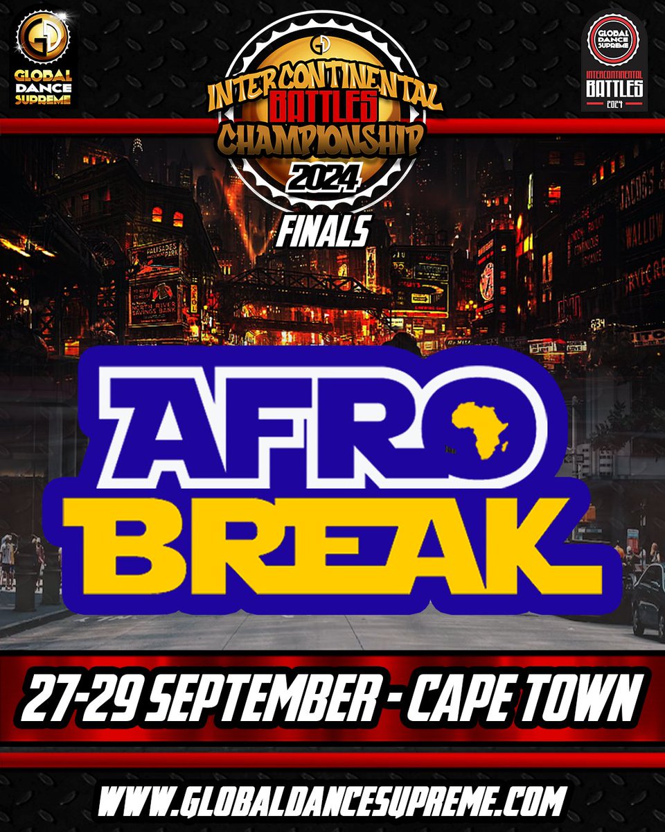 ItsGlobalDance's tweet photo. Excited to announce collaboration with AFRO BREAK for 2024 InterContinental Breaking FINALS. #willyoubethere

#bboylyrics #afrobreak #gds2024

27- 29 September, Cape Town, South Africa https://t.co/xStA8r3Qgj