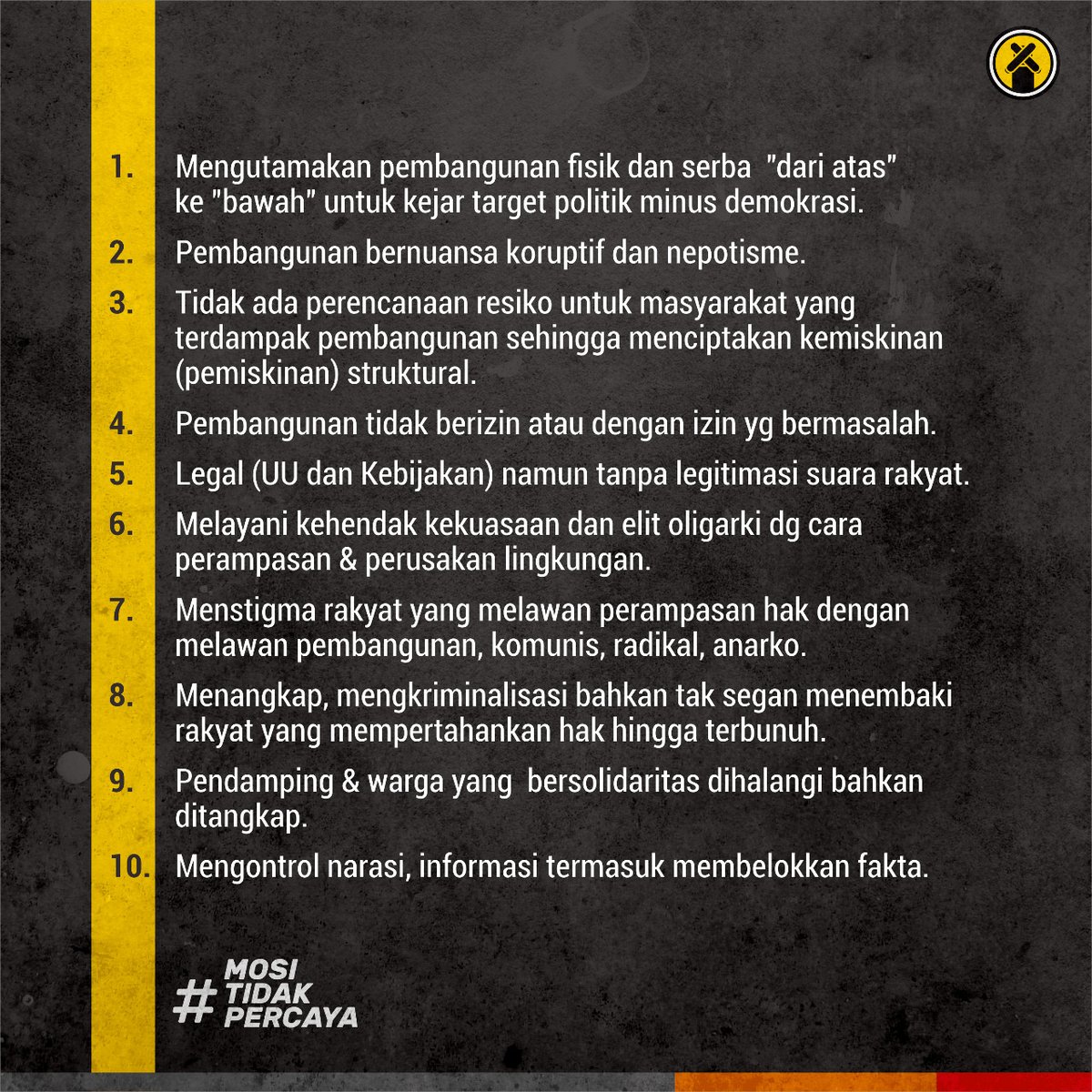 21 Mei 98 Soeharto lengser berkat militansi gerakan dan persatuan rakyat

26 tahun berselang oligarki makin beringas, perampasan ruang hidup atas nama pembangunan, kriminalisasi rakyat, politik dinasti, dsb

Soeharto boleh lengser, tapi ideologi dan mesin kekuasaanya terus hidup