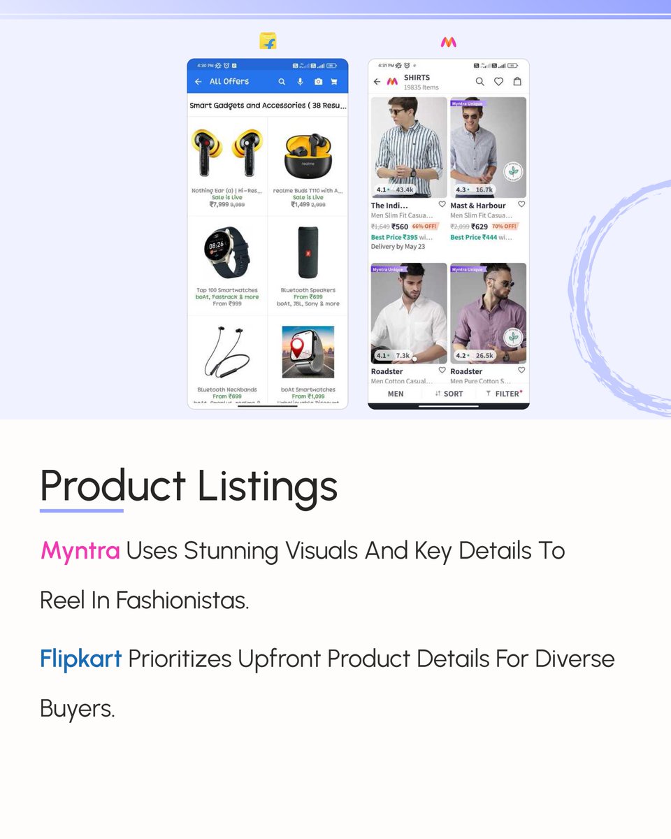 goprotoz's tweet image. E-Commerce App comparison🤗

Hope you like this❤️

Comment your favorite E-Commerce application you like the most✌

#uxinspiration #uiuxtip #interfacedesign #uitrends #application #userexperience #ecommerce #designerthinking #designers #creativity #myntra #flipkart #ui #ux