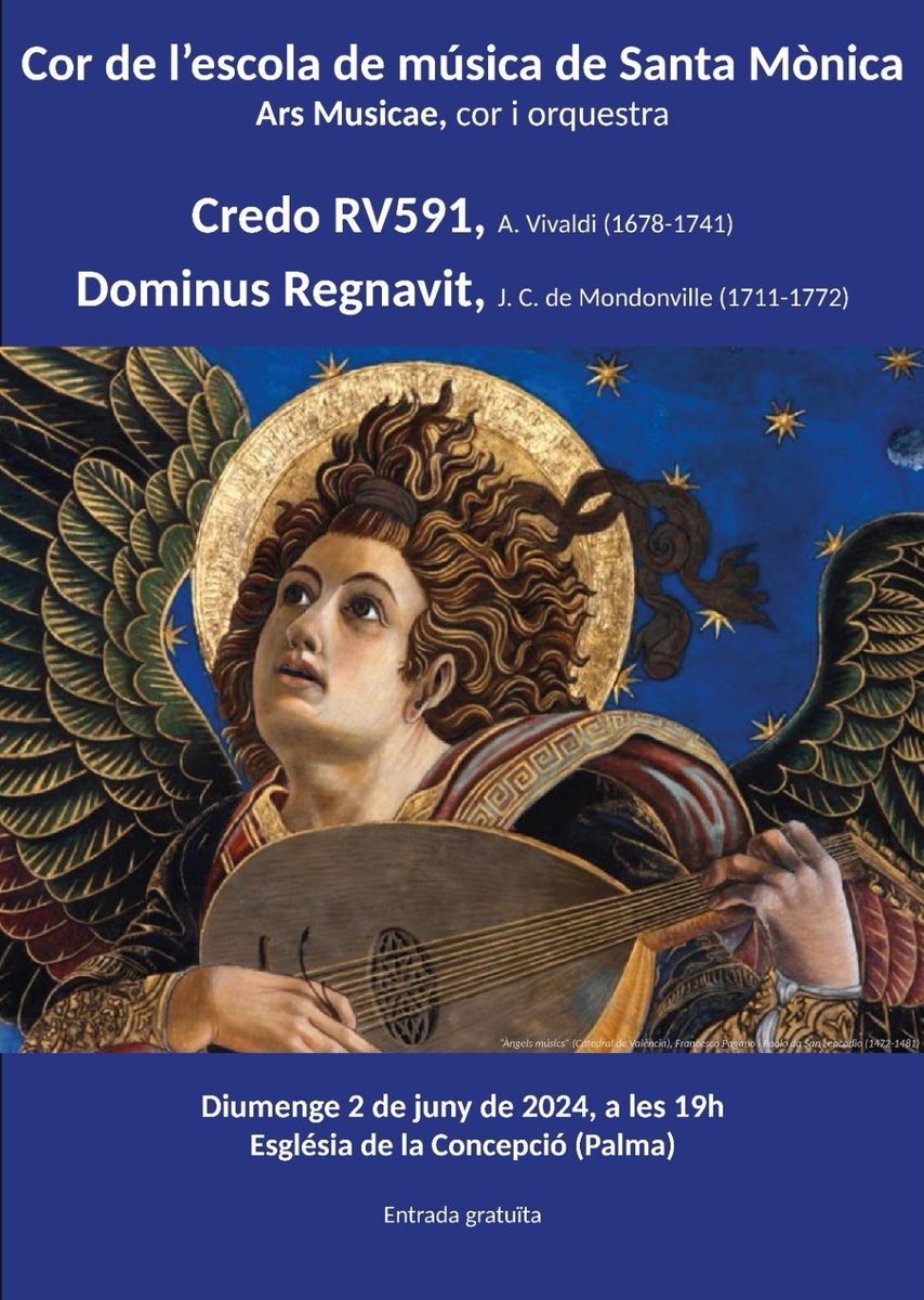 ars_musicae's tweet photo. Tenim el plaer d'anunciar-vos els dos concerts del proper cap de setmana acompanyant el Cor de l'Escola de Música de Santa Mònica: divendres 31 a les 21 h a l'Església de Bunyola i diumenge 2 a les 19 h a l'Església de la Concepció a Palma. Vos-hi esperam! https://t.co/y1fSvrkIpB