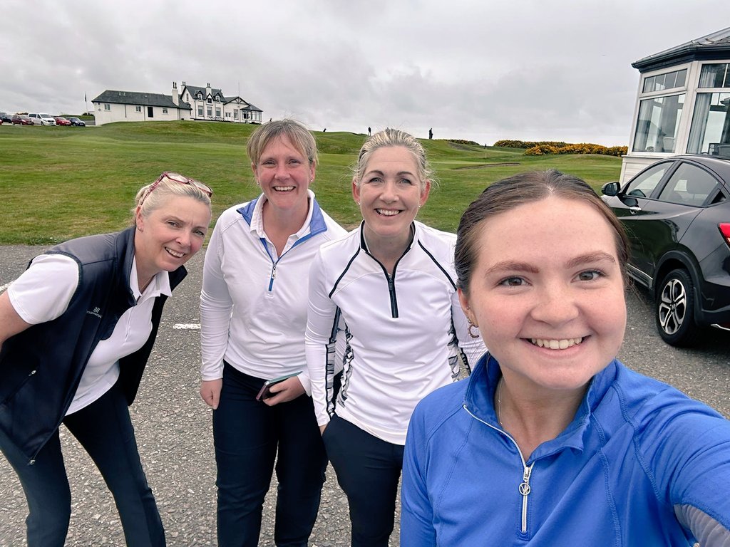 Suzrobertson1's tweet photo. Great couple of days @RoyalAberdeenPS Sun.  Monday @duffhouseroyal for the ALCGA Watt Duffus Trophy! A very strong field of competitors from clubs all around Aberdeenshire and the City! DHR 2 winning the Handicap Prize🏆 DHR 1 came 2nd Scratch to Murcar Links! #golf #team https://t.co/W6W6n6IgxP