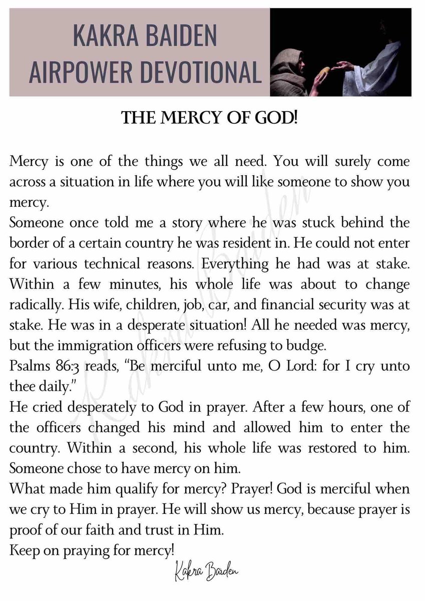 THE MERCY OF GOD

#kakrabaiden #devotional #daily #retweet
