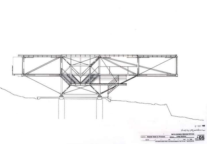 ...un buen día para volver a recordar a Hideyuki Yamashita... Nested Cube in Process, Kunimi-machi, Oita...1993-95 #architecture #arquitectura #drawing #section #elevation #ARCHITECTURALMODEL #model #maqueta