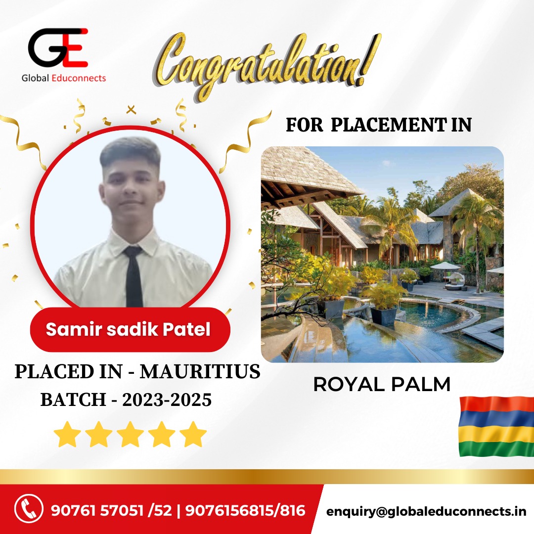 GEduconnects's tweet photo. Congratulations!!! @samir.patel7 on successfully getting placed in the Mauritius. 

Call Now - +91 90761 57051 / 90761 57052

#placementyear #studyabroad #Internships2024 #hospitalitymanagement #mauritius #internship #internshipprogram #mauritiusinternship #globaleduconnects https://t.co/cLCWWWiky1