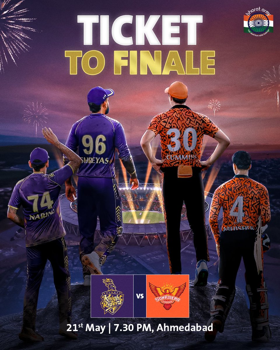 🔥🏆 𝗤𝗨𝗔𝗟𝗜𝗙𝗜𝗘𝗥 𝟭! Who will win and reach the final tonight? 

📷 IPL • #KKRvSRH #KKRvsSRH #TATAIPL #IPL2024 #BharatArmy