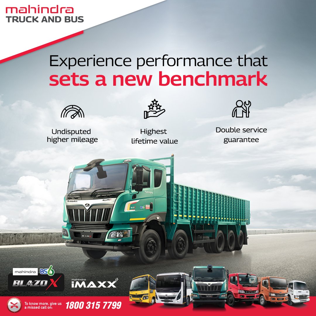 Drive your business forward with BLAZO X 48. Its unbeatable mileage and highest lifetime value ensure continuous growth and exceptional performance every step of the way.

#Mahindra #MahindraTruckAndBus #BLAZOX48 #BLAZOX #Doubleserviceguarantee #HCV #Trucking