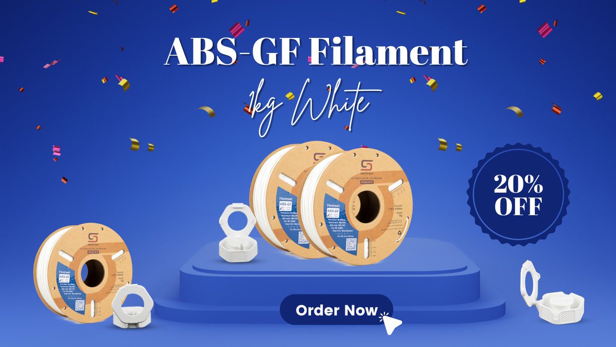 🏭🚗 Power up your projects with Siraya Tech's Fibreheart ABS-GF white! High durability & temperature resistance make it ideal for automotive and industrial use. Snag 20% off through 5/31! Amazon US Link: amazon.com/dp/B0CYGCKMJJ #3DPrinting #TechDeals #filament