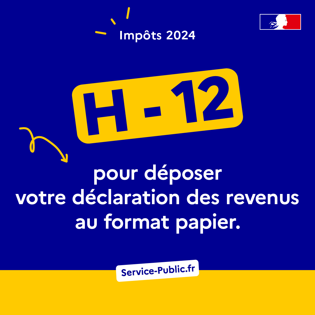 servicepublicfr's tweet photo. #impots Dernier jour pour la déclaration des revenus au format papier !

Pour plus d'informations si vous ne l'avez pas reçue :
👉️ https://t.co/Ltk9MWbbdW

#IR2024 #decalaration #declarationdesrevenus https://t.co/jVu0K4D89F