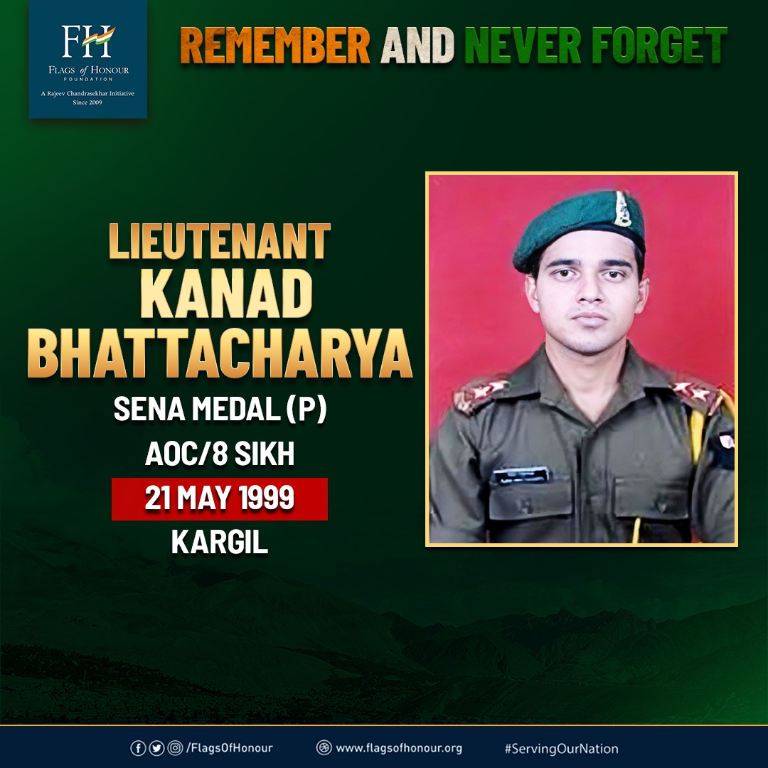 Lt Kanad Bhattacharya, Sena Medal (P), AOC/ 8 SIKH, laid down his life #OnThisDay 21 May in 1999 fighting Pakistani troops in the North Eastern Ridge near Tiger Hill during #KargilWar. #RememberAndNeverForget his supreme sacrifice #ServingOurNation