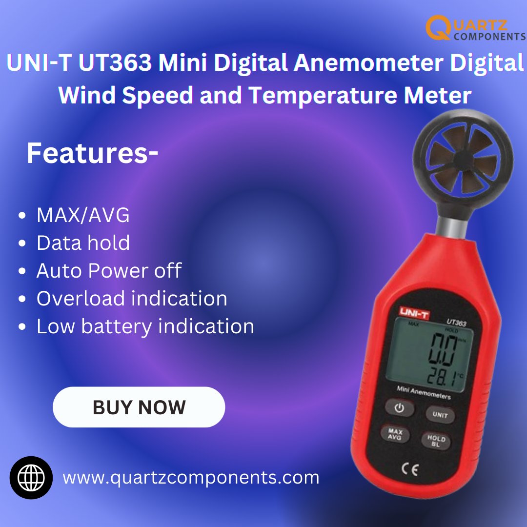 quartzcomponent's tweet photo. Introducing UNI-T UT363 Mini Digital Anemometer! It adopts magnetic sensing technology & precision computing amplification chip, perfect for measuring wind speed & temperature!
https://t.co/h5uUyFIppG
#TechGadgets #WeatherTools #Anemometer #WindSpeed #TemperatureMeasurement https://t.co/mfqeVZU8CL