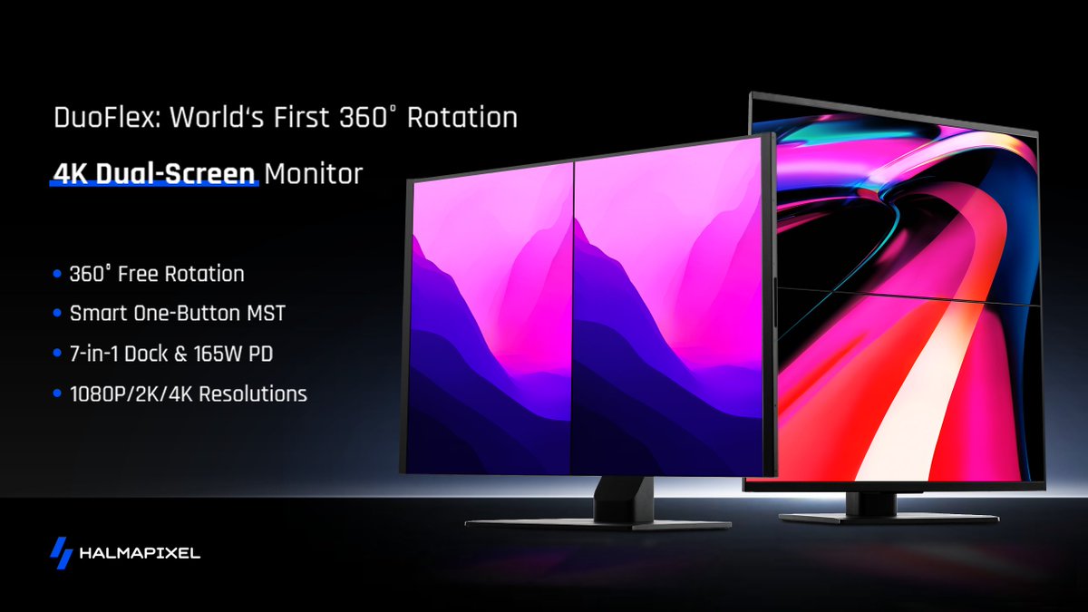 halmapixel98854's tweet photo. Duoflex: Experience the Ultimate in 4K Dual-Display Technology
🚀Transform your workspace into a dynamic and versatile environment
✅Boost Productivity|✅Affordable Excellence|✅Fully Adjustable|✅Fast-Switch MST|✅Wide Compatibility https://t.co/m7TKJ4S8u3