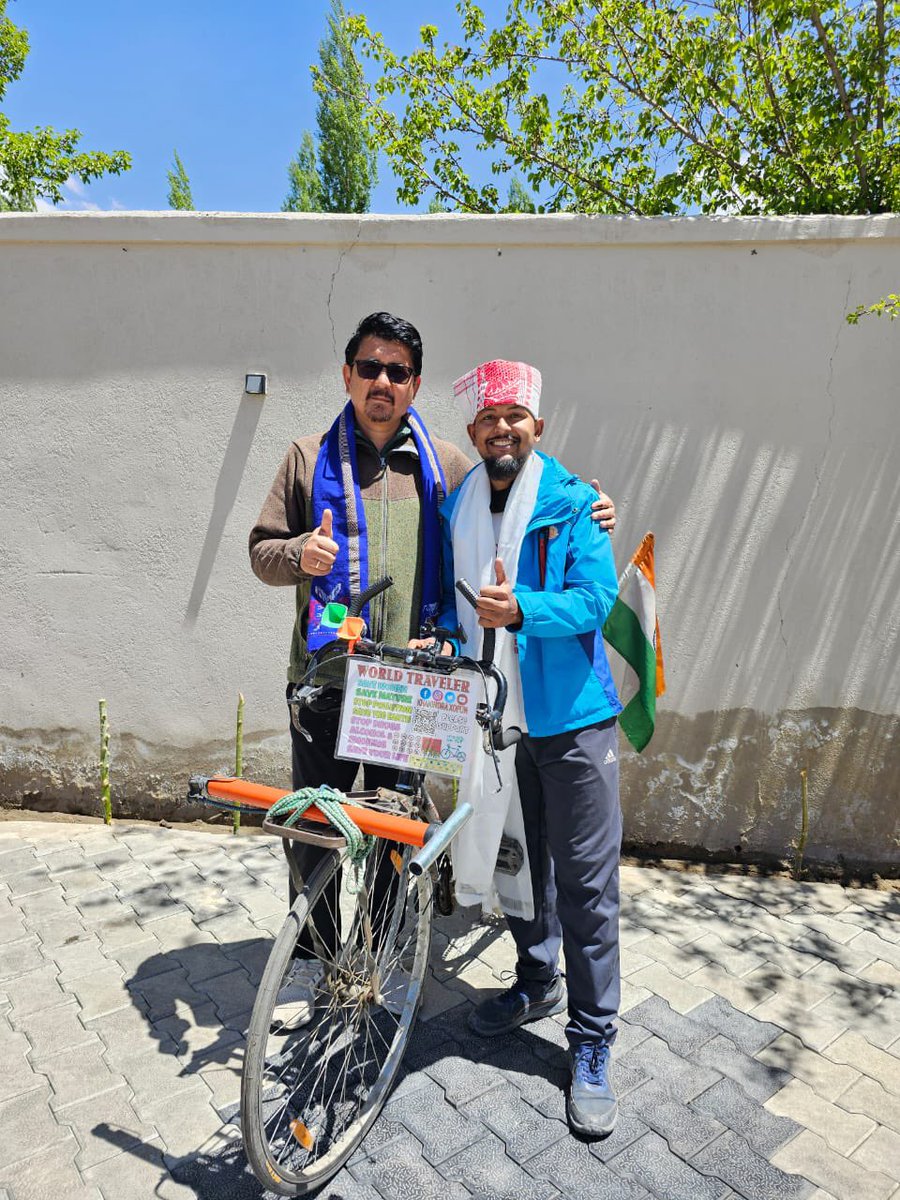 Glad to meet a young cyclist from Assam Shri Khanindra Xopun who travelled all the way from his native state and reached Leh covering a distance of around 5,500 km. His message to save nature, stop pollution, save the earth, stop drugs is an inspirational. Wishing him all the