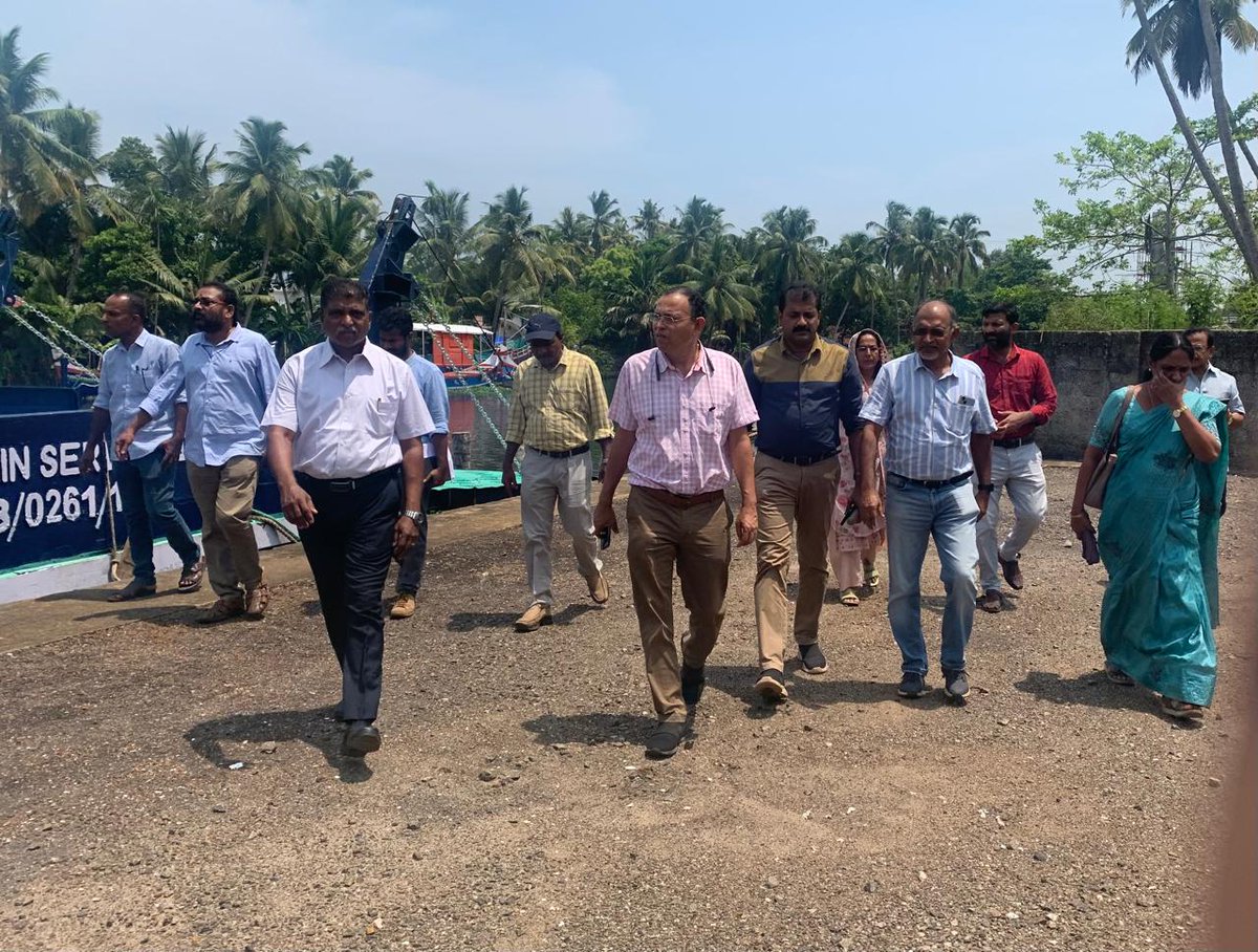 Joint site inspection at Thrikunnapuzha for construction of lock gate on NW 3 & demolition, reconstruction of two lane road bridge in the presence of Principal Secretary, Water Resources Department #keralagovt & other officials. @CMOKerala @KeralaTourism @PIBTvpm @DoC_GoI