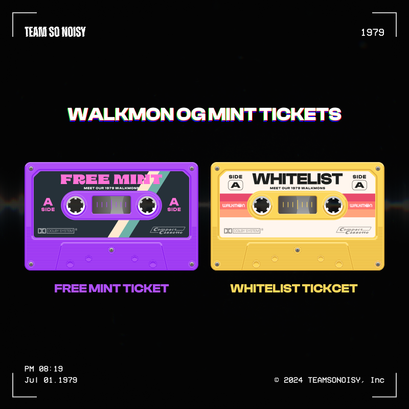 TeamSoNoisy's tweet photo. 🚨[•ᴗ•]🚨

How to participate in WALKMON OG Mint?

1/ There are two types✌️ of ticket for the mint.

💜 Free Mint Ticket
💛 Whitelist Ticket

The type and number of tickets required vary in each round! https://t.co/GzSLVYEGn3
