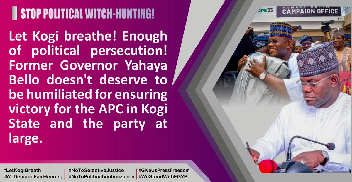 PrinceS_Adinoyi's tweet photo. FGYB stood for the masses when COVID-19 pandemic became source of income to cabal. We demand an end to this unwarranted harassment of our Leader.
#WeStandWithFGYB
#LetKogiBreath
#NoToSelectiveJustice
#NoToPoliticalVictimization
obasanjo | No Wizkid | Binta Nyako https://t.co/ZAr0Krupcr