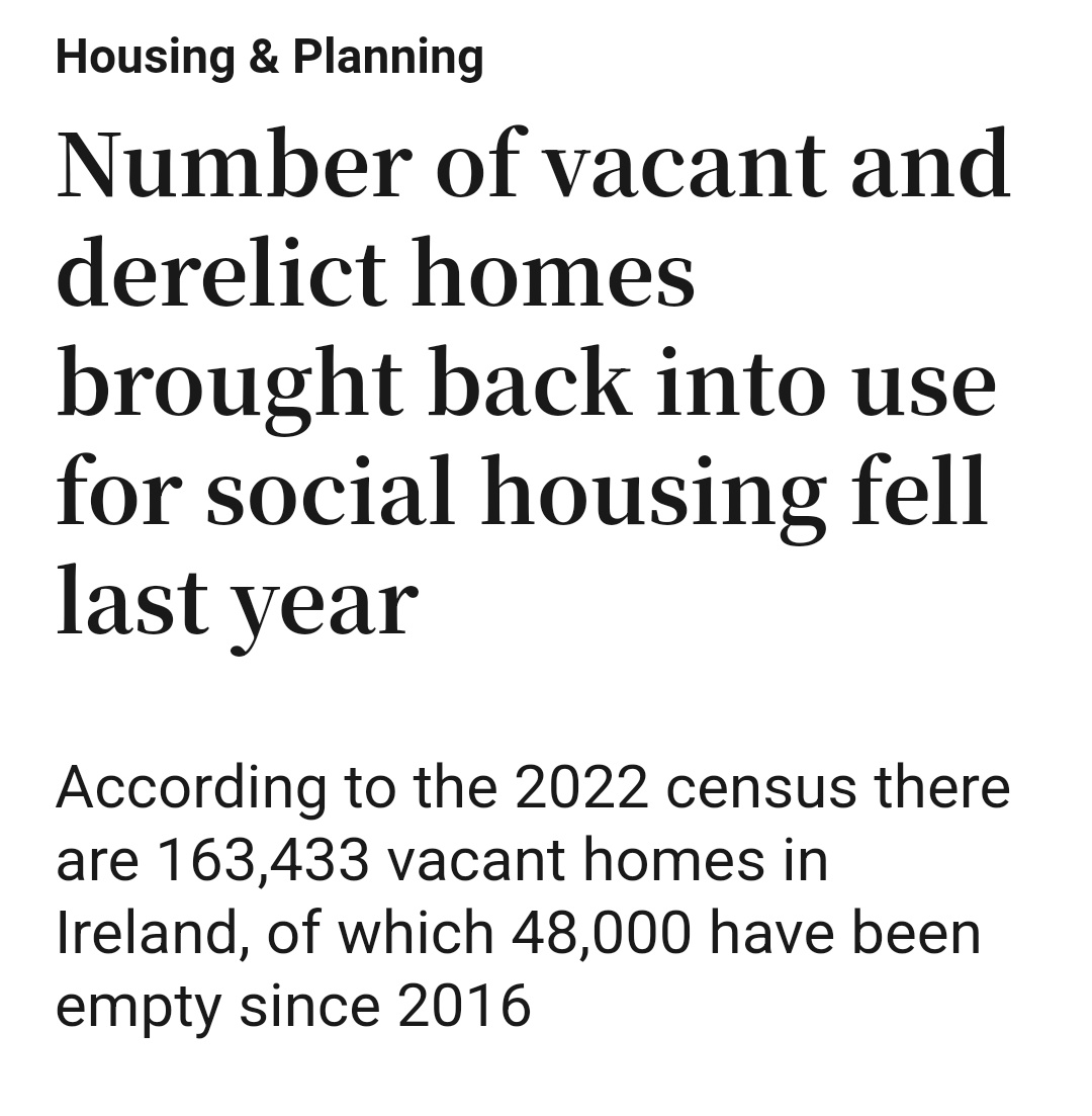 caulmick's tweet photo. The number of vacant and derelict homes brought back into use last year for social housing by local authorities under a Government scheme was less than half the number three years previous, new figures show. - Shauna Bowers 

#HousingCrisis  #vacanthomes 

https://t.co/pJwyU7QDBv https://t.co/vTRzAVjf2P