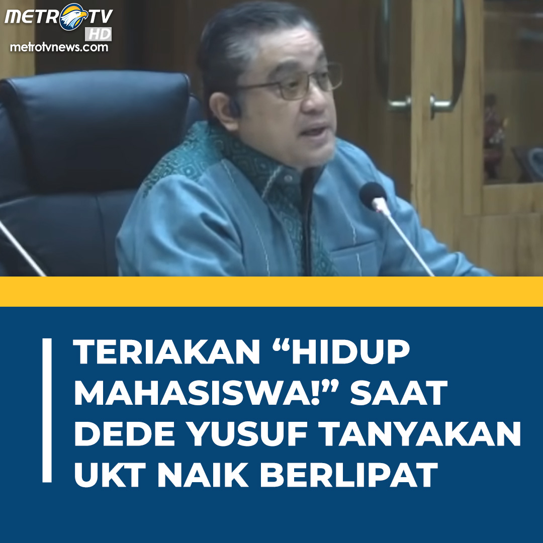 Metro_TV's tweet photo. Wakil Ketua Komisi X DPR RI, Dede Yusuf meneriakkan kalimat "Hidup Mahasiswa!" saat Rapat Dengar Pendapat Umum (RDPU) Komisi X DPR RI dengan Aliansi BEM Seluruh Indonesia (SI) pada Kamis, (16/5/2024).

#dedeyusuf #dprri #dpr #komisi10 #kemdikbud #ukt #uangkuliah #perguruantinggi https://t.co/Nb1z96s1QO