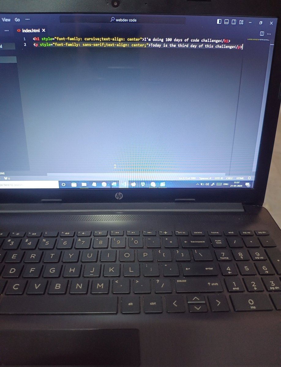 DAY-1 #100daysofcoding Today I learnt basics of html and css. Took 100 days of code challenge for learning web development from udemy👨‍💻. Let's see how it goes🌟