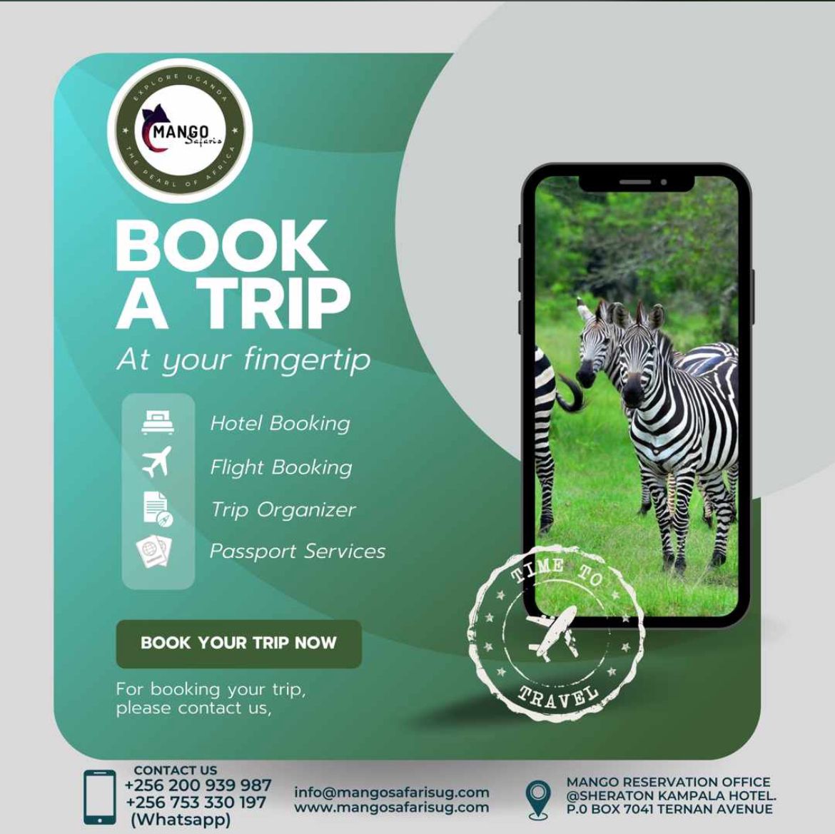 Book your dream trip with just a tap! Whether you crave adrenaline-pumping activities or serene nature walks, we've got the perfect itinerary for you.

Visit: mangosafarisug.com to get started.
Travel with #MangoSafaris Uganda