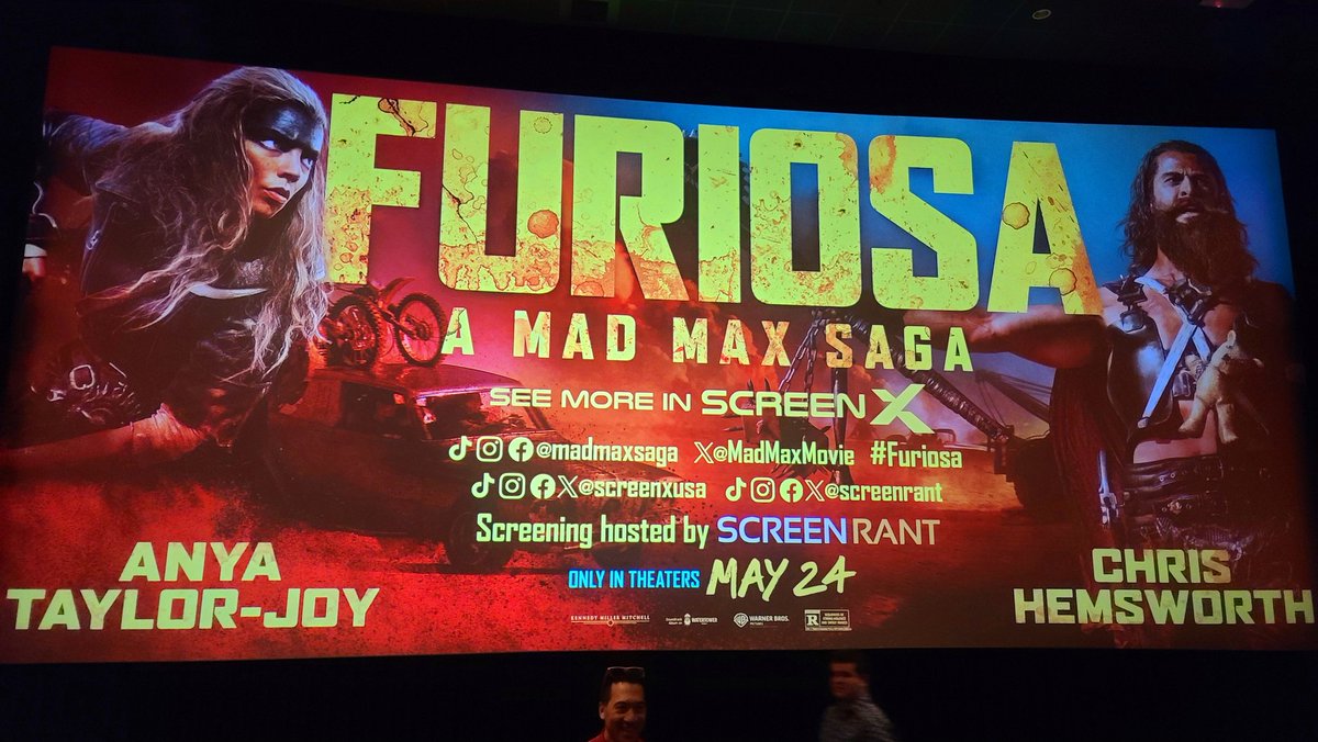 I REALLY enjoyed @MadMaxMovie #Furiosa on my beloved @screenxusa (my favorite format)! I've gone on record saying I felt Fury Road was vastly overrated, but the practical effects were part of the charm. Now with so much CGI, a better story picks up the slack. Definitely see it!