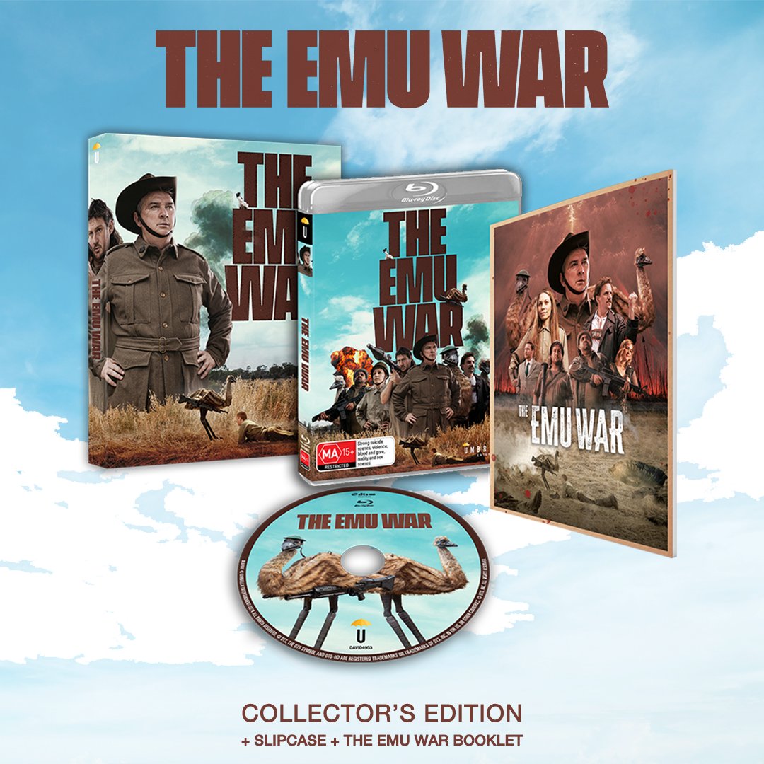 UmbrellaEnt's tweet image. Pull your head outta’ the sand for the hysterical new side-stitcher THE EMU WAR, a raucous and absurd revision of the very real bird brain battle starring a battalion of iconic Australian comedians.

💿 Pre-order now: bit.ly/44OzTSM

This fair dinkum Collector’s Edition…