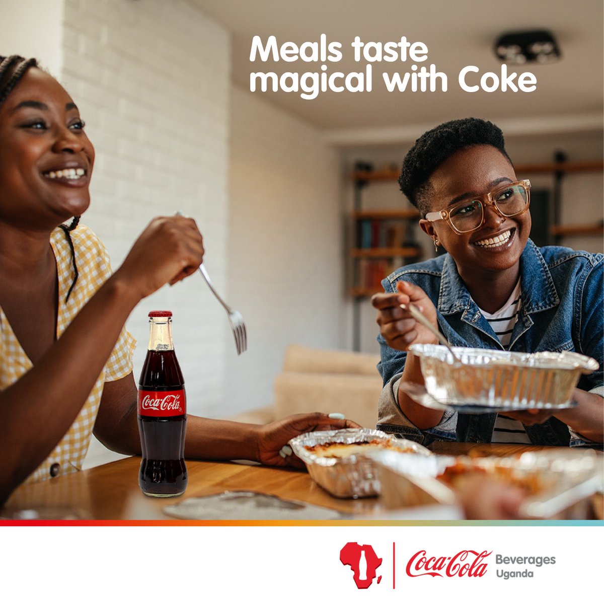 Around the world, Coca-Cola brings meals together. The universal taste of refreshment adds a smile to every plate. #RefreshUG #RealMagic #CCBU