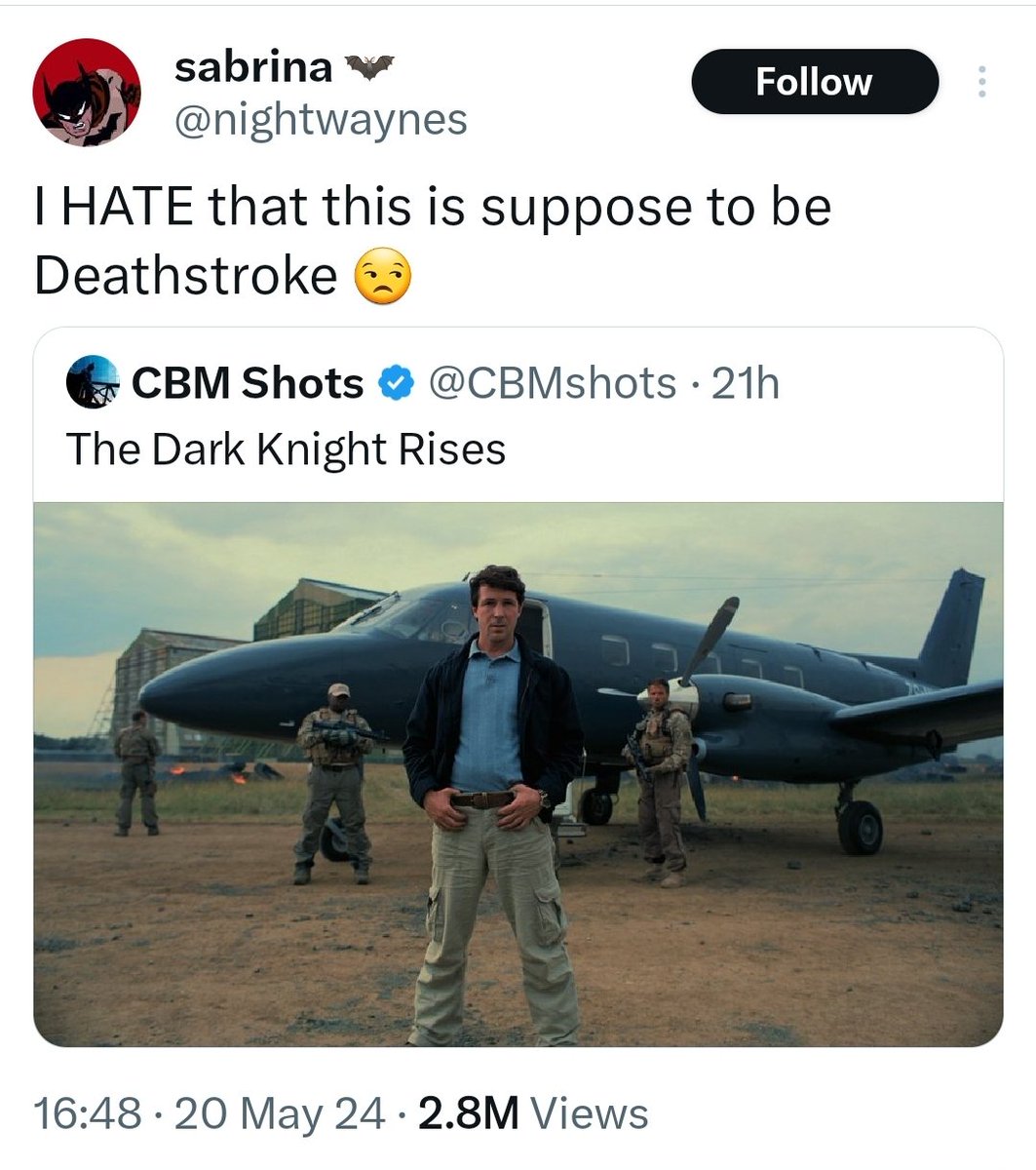 BigDesignHouse's tweet photo. "This is Nolan's Deathstroke"
"Source?"
"People have been saying it for years" https://t.co/rXH57FgrY1