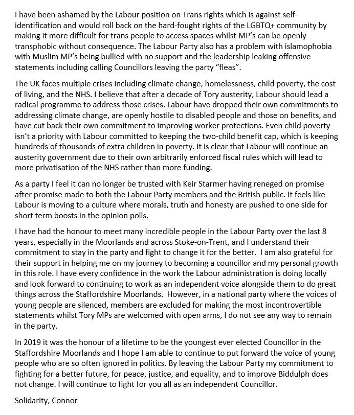 Today I have cancelled my Labour Party membership and resigned the party whip. Please see my statement below. Solidarity