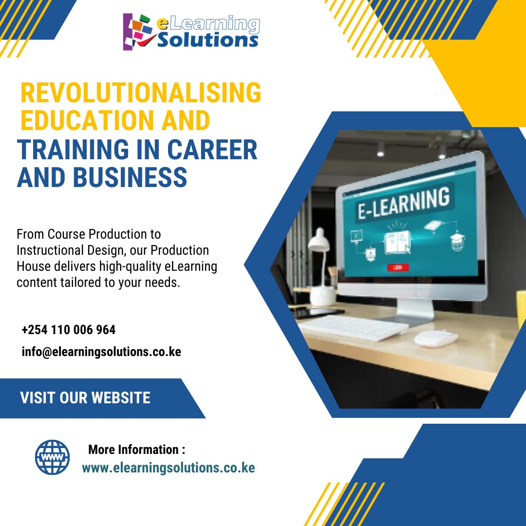 els_solutions's tweet image. Elevate your curriculum with our top-notch eLearning content, expertly crafted to meet your needs. Discover more at elearningsolutions.co.ke.  contact us at info@elearningsolutions.co.ke, Tel 011000696 #elearning  #CoursProduction #elearningtech #edtech #education #highereducation