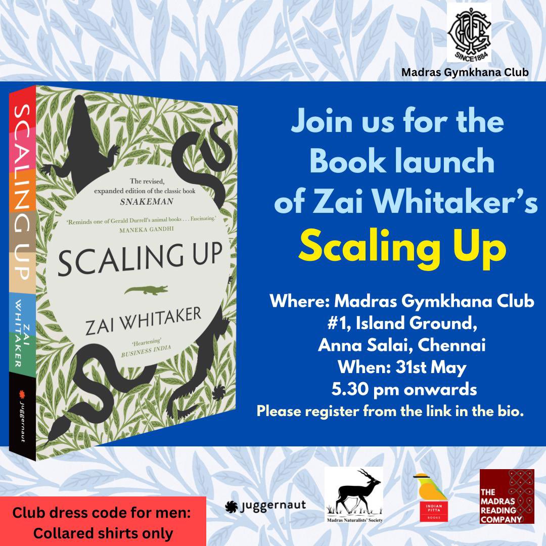 Join us for the book launch of Zai Whitaker’s Scaling Up on the 31st of May at Madras Gymkhana Club. RSVP from the link in the bio. @Indianpittabook