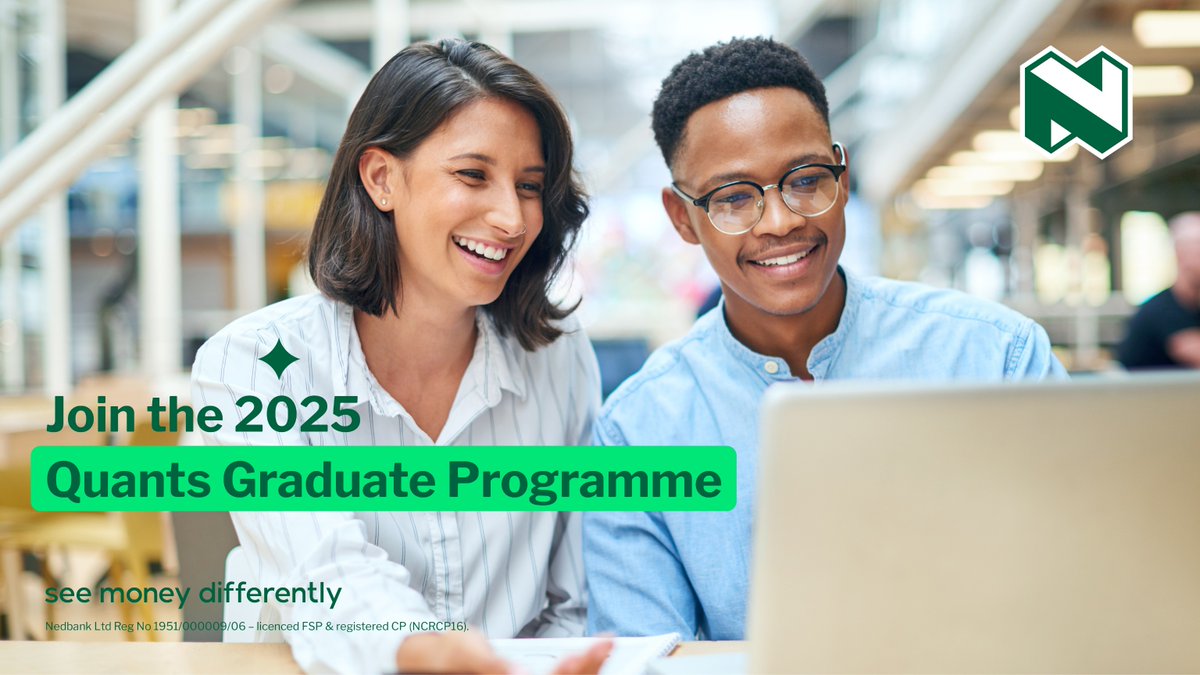 Calling all aspiring quants! 👩‍🎓 Want to kickstart your career in quantitative and risk management? Look no further than the Nedbank Quants Graduate Programme. Apply by 30 June 2024 to become a #YoungDifferenceMaker: ow.ly/Xiga50ROn4S #WeAreNedbank