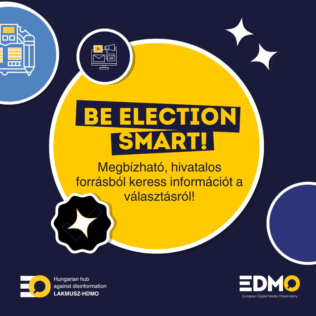 👍Get your info about voting from reliable sources!

👍 Megbízható, hivatalos forrásból keress információt a választásról!

#beelectionsmart #EDMOeu #HDMO @EDMO_EUI @Pol_Cap @MertekMonitor @lakmusz_hu