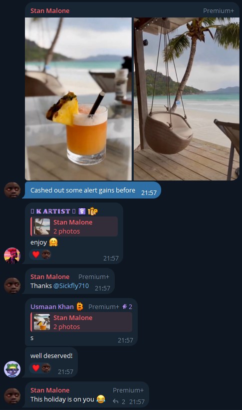 SmartFlowBots's tweet photo. 🚀 The SmartFlowBots community is crushing it with some amazing gains! 📈 Big shoutout to everyone riding the wave of smart money alerts. Keep printing those profits! 💸 🇸🇨 #SmartFlowBots #SmartMoneyAlerts #WinningTogether https://t.co/7SlwvJ9oYE