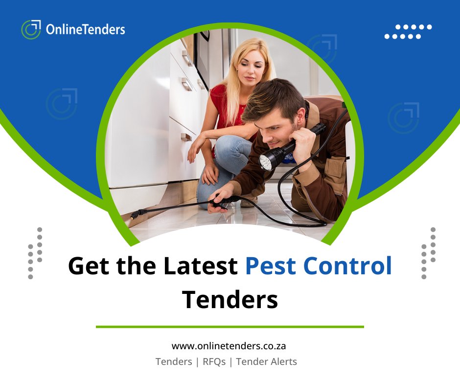 New Pest Control Tenders and Business Opportunities:
- Render pest control and fumigation services.

#pestcontrol #pestcontrolservice #dailytenderalerts #tenders #onlinetenders 

Visit the OnlineTenders website to find the latest Pest Control tenders:
onlinetenders.co.za/tenders/south-…