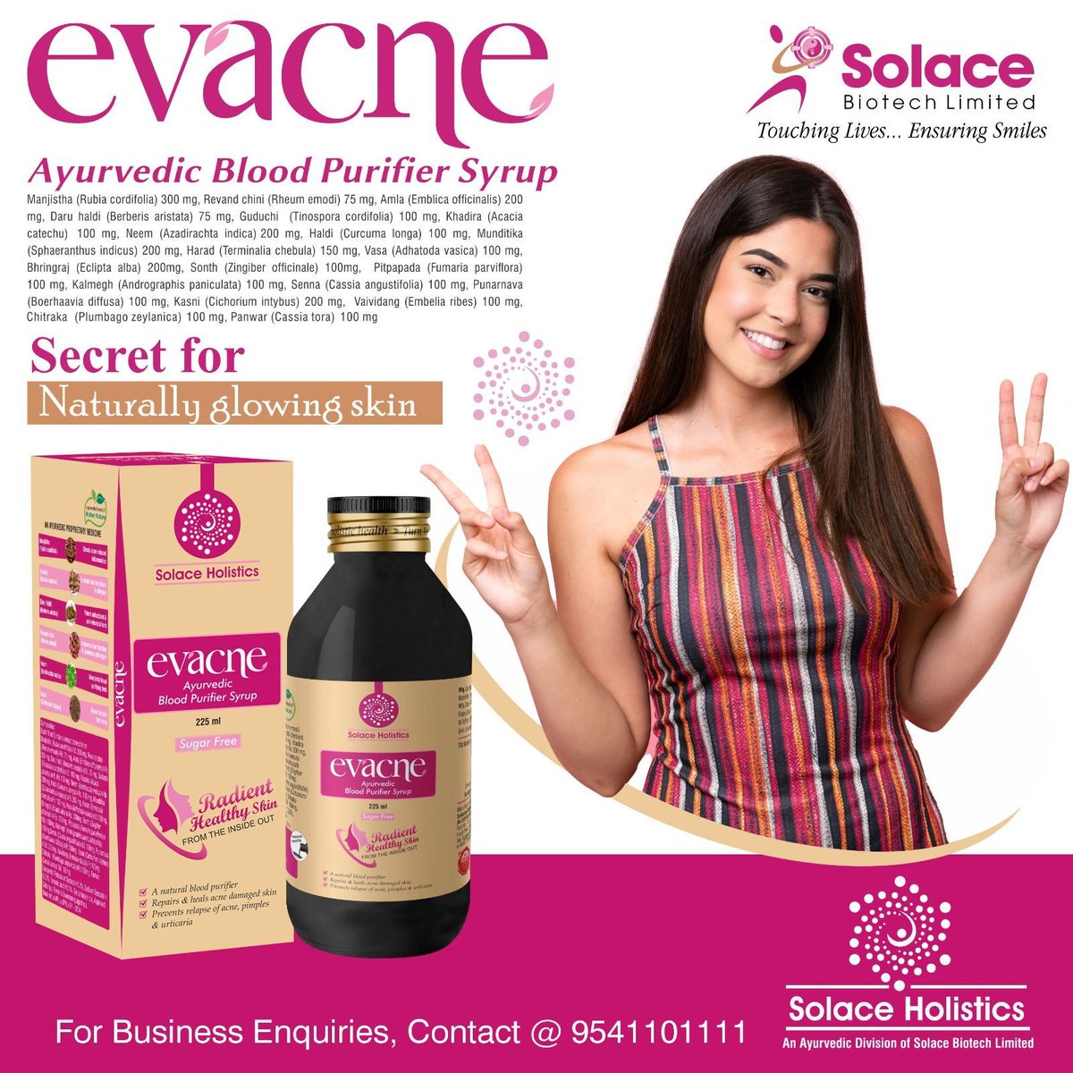 Evacne Syrup is an Ayurvedic blood purifier that cleanses the blood and promotes clear, healthy skin. Made with natural herbs, it detoxifies the body, reducing acne and blemishes, and supports liver function. 
#herbaldetox #clearskinnaturally #naturalskincare #ayurvedicmedicine
