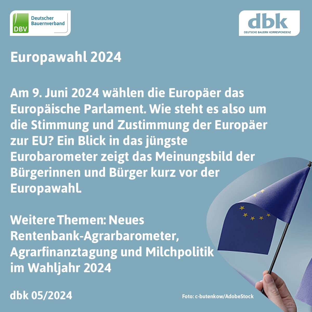 Wir haben die (Europa)Wahl! Also haben wir in dbk 5/24 geschaut, wie die Stimmung der Europäer ist👉Leseprobe Eurobarometer bit.ly/3wTwJAt. Zudem gibt's den Programmcheck der Parteien. In der dbk-online-App jetzt übrigens für alle @Bauern_Verband Mitglieder kostenlos.