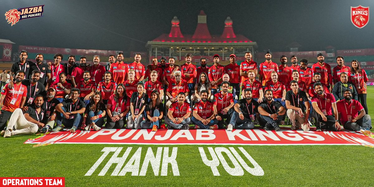 Thanking our incredible operations team for their constant efforts behind the scenes throughout the span of the last 2 months! 🙌

Your unwavering support and commitment made our #TATAIPL2024 journey seamless! 👏

#SaddaPunjab #PunjabKings #JazbaHaiPunjabi