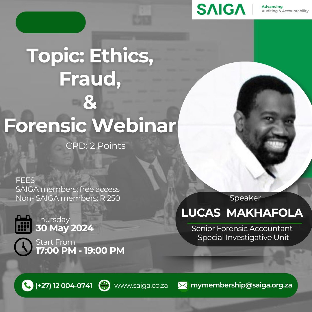 _PSAAA's tweet image. Join our upcoming Ethics, Fraud &amp;amp; Forensic webinar for valuable insights into auditing principles and ethical application. Reserve your spot now: ow.ly/4sK450RnNCB
#CPD #PSAAA #AuditingPrinciples #EthicalCodes