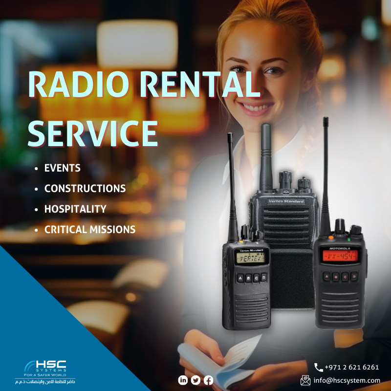 Elevate your communication game with HSCS Radio Rental Service, the go-to solution for seamless and reliable communication needs. #HSCS #forasaferworld #uae #abudhabi #dubai #HSCSRadioRental #CommunicationSolutions #EventTech #RadioRentals #SeamlessCommunication #نعمل_نخلص