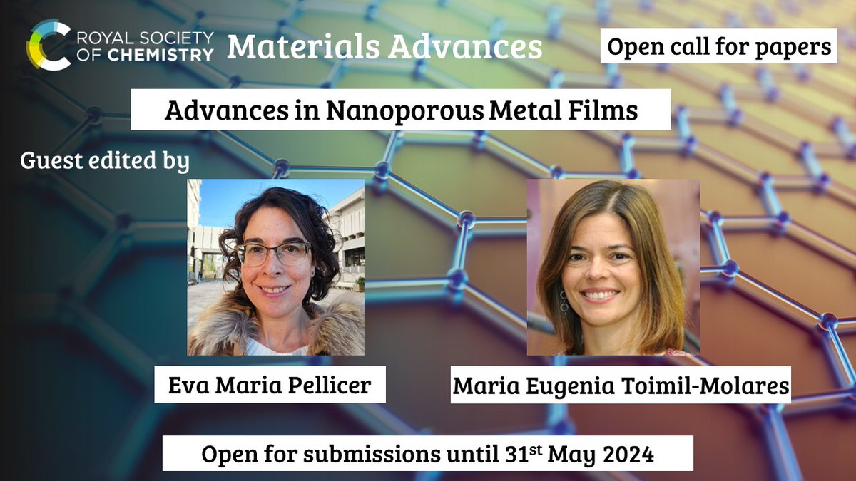 Don't forget to submit your manuscript to our #MaterialsAdvances collection focusing on advances in nanoporous metal films! Submit your manuscript by 31 May 2024! blogs.rsc.org/jm/2023/11/24/…