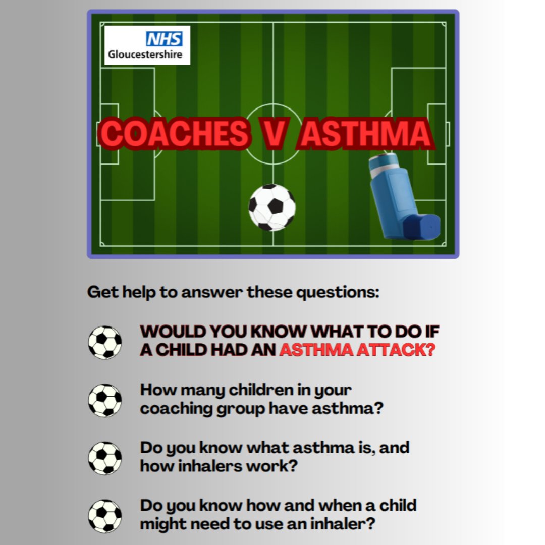 We've teamed up with @NHSGlos to ensure that coaches across the county are clued up on asthma. Sign up to our June 11th webinar for all the info you need to help the players in your team! 👇 bit.ly/3QThqyz #GlosFA