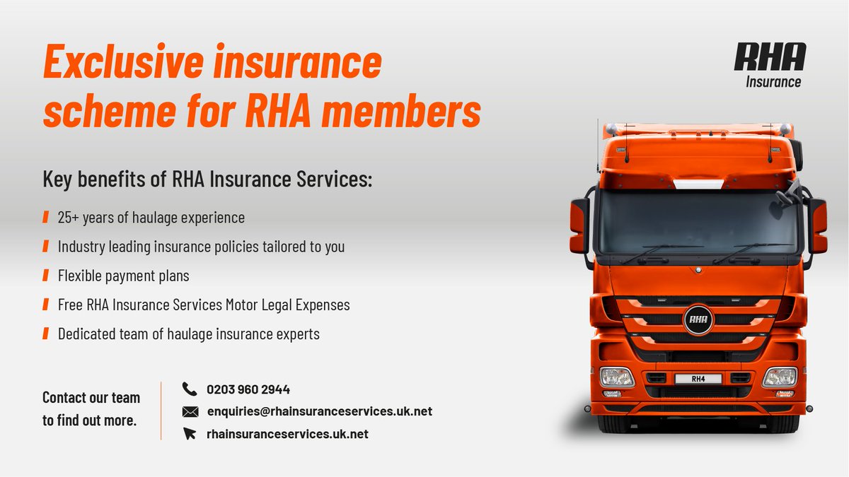 The road is unpredictable. Your insurance shouldn't be. As a member, you have access to RHA Insurance Services, offering comprehensive insurance solutions tailored to the logistics industry. Discover the benefits and get your quick quote today: rhainsuranceservices.uk.net