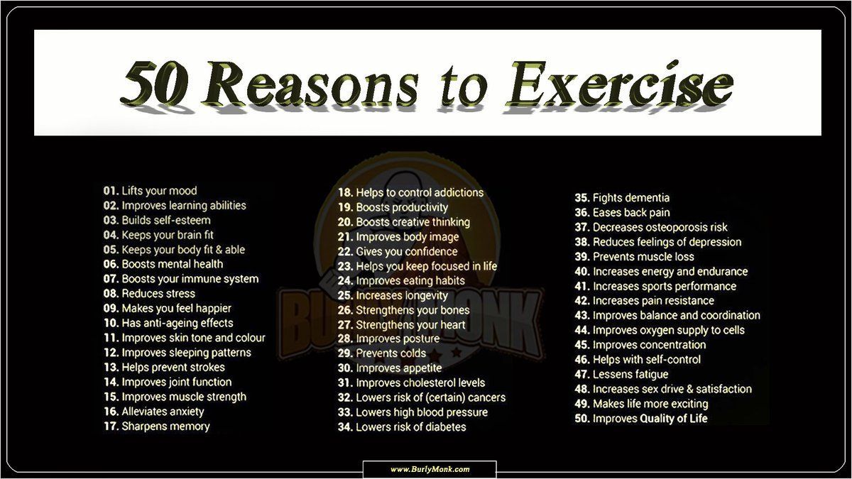 50 Reasons to Exercise .. #ExerciseIsMedicine #mentalHealth #Bodybuilding #healing