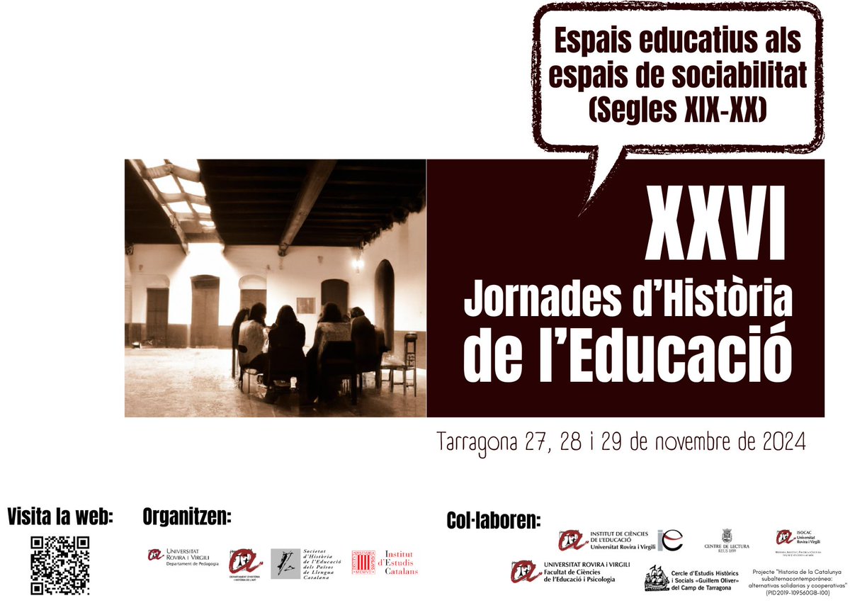 Albert Irigoyen Z. (@albert_irigoyen) on Twitter photo Encara pots participar en les XXVI Jornades d'Història de l'Educació <a href="/SHEducacio/">Societat d'Història de l'Educació</a> <a href="/iec/">IEC</a> que se celebraran a Tarragona. Tens temps fins al 30 de maig per presentar comunicació. Tota la informació a: pedagogia.urv.cat/ca/jornades/
<a href="/universitatURV/">Universitat Rovira i Virgili</a> <a href="/xarxavives/">Xarxa Vives d'Universitats</a> <a href="/isocac/">ISOCAC</a> <a href="/gr_eacoop/">Grup EACoop</a> Encara pots participar en les XXVI Jornades d'Història de l'Educació <a href="/SHEducacio/">Societat d'Història de l'Educació</a> <a href="/iec/">IEC</a> que se celebraran a Tarragona. Tens temps fins al 30 de maig per presentar comunicació. Tota la informació a: pedagogia.urv.cat/ca/jornades/
<a href="/universitatURV/">Universitat Rovira i Virgili</a> <a href="/xarxavives/">Xarxa Vives d'Universitats</a> <a href="/isocac/">ISOCAC</a> <a href="/gr_eacoop/">Grup EACoop</a>