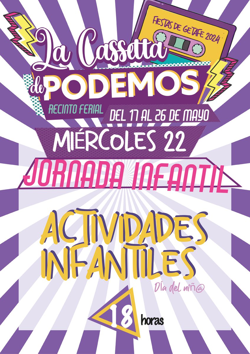 PodemosGetafe's tweet photo. ¡No te pierdas la #Cassetta de Podemos!
Mañana miércoles 22: diversión y aprendizaje para peques con actividades infantiles.
El jueves 23: unos DANSIN a golpe de cadera con el Country Tex-Mex, el Rock y las Rancheras Bailongas de ¡500 kilos de Mariachi!
@PodemosCMadrid #Getafe https://t.co/5Sox0TwMM9