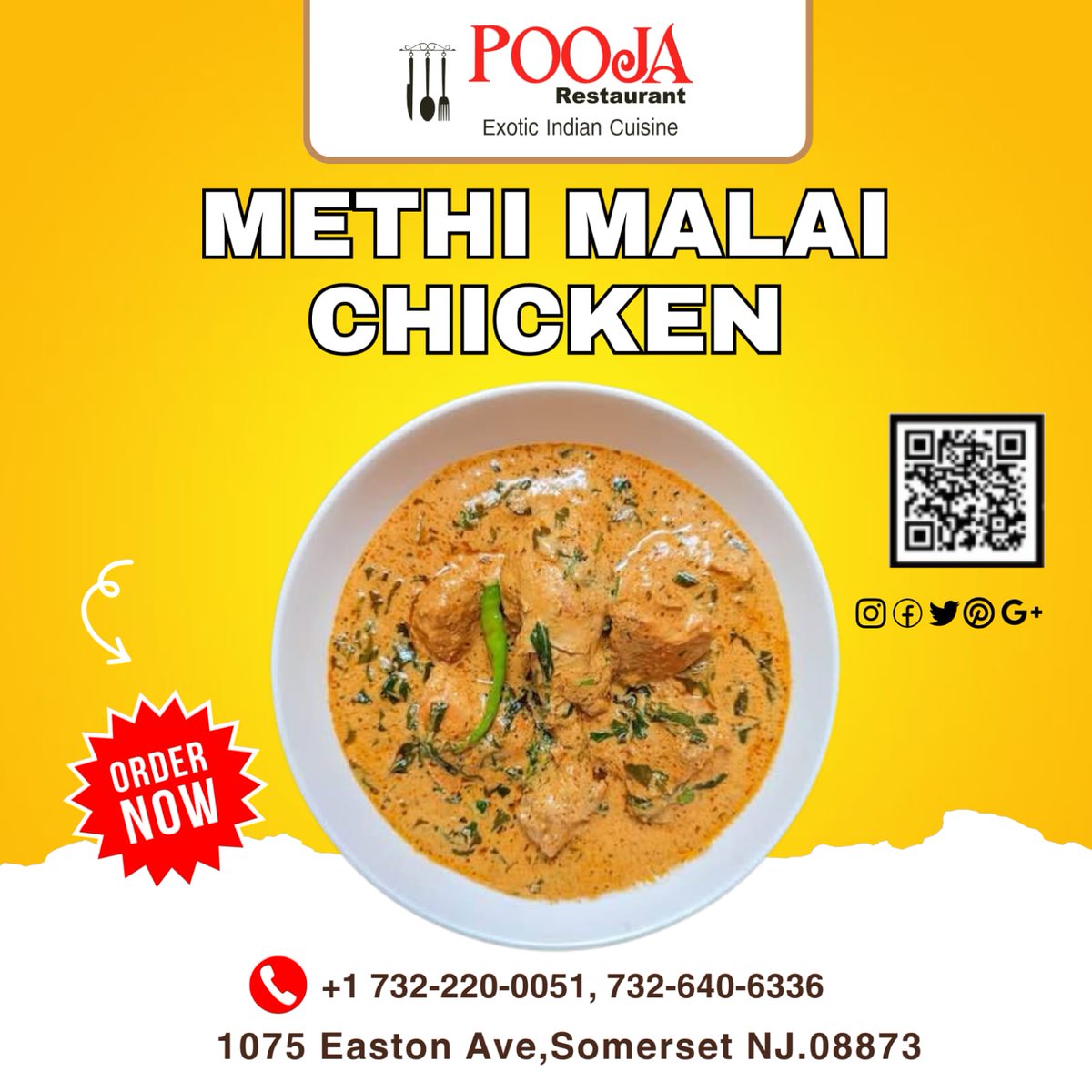 PoojaExoticnj's tweet photo. Indulge in the rich flavors of Pooja Exotic Indian Cuisine's Methi Malai Chicken. Creamy, aromatic, and utterly delicious! 😋🍽️
.
https://t.co/8VxduBhD2T
.
Tags
#MethiMalaiChicken #PoojaCuisineNJ #AuthenticIndianFood #PoojaExoticIndianCuisine #NewJersey #US #punjabirestaurantinnj https://t.co/LDGOJBjjqD