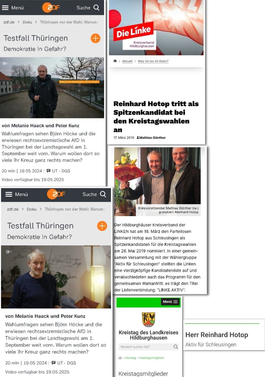 Der vom ZDF in der Doku 'Testfall Thüringen - Demokratie in Gefahr' interviewte Sprecher einer Initiative aus Schleusingen war Spitzenkandidat der Liste 'Links.Aktiv' und sitzt im Kreistag von Hildburghausen. #ReformOerr #OerrBlog via @juweima
