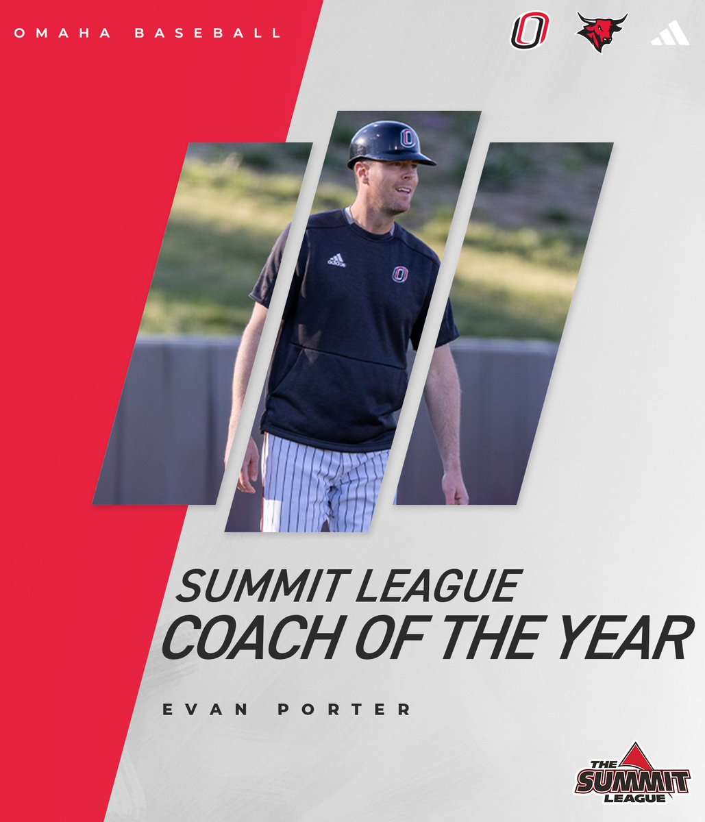 𝑪𝑶𝑨𝑪𝑯 𝑶𝑭 𝑻𝑯𝑬 𝒀𝑬𝑨𝑹 For the 2nd time in his career, Evan Porter has been named Summit League Coach of the Year! After recruiting 20 players in the offseason, he led Omaha to a No. 1 seed and a league-high 12 All-Summit Honorees. 📰bit.ly/4bPJCut #OmahaBSB