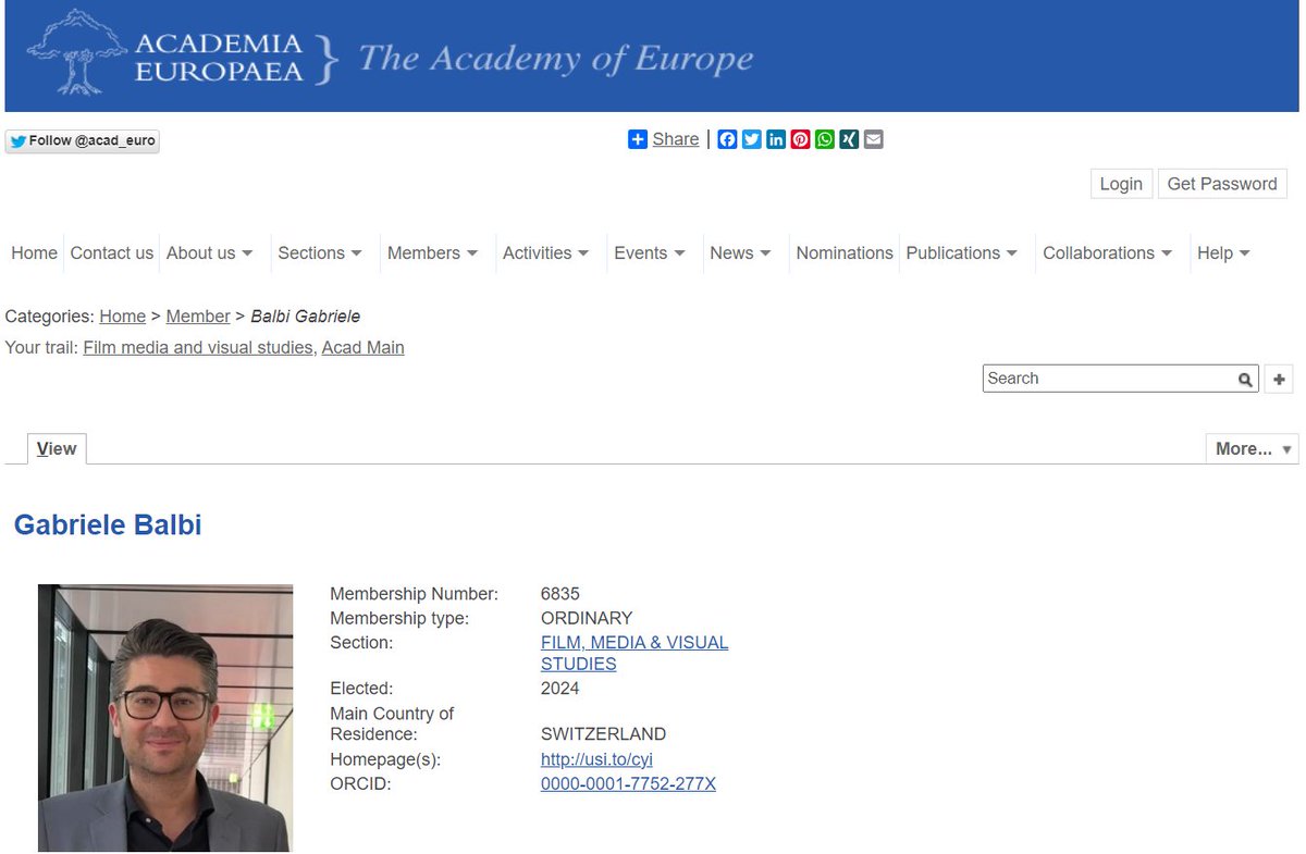 USI IMeG (@usi_imeg) on Twitter photo 🎉Congratulations🎉 to our @Gabriele Balbi for his new position as member of <a href="/acad_euro/">Academia Europaea</a> (Academia Europaea) in the section of #Film, #media and #visual studies. You can visit Gabriele's profile here: ae-info.org/ae/Member/Balb… 🎉Congratulations🎉 to our @Gabriele Balbi for his new position as member of <a href="/acad_euro/">Academia Europaea</a> (Academia Europaea) in the section of #Film, #media and #visual studies. You can visit Gabriele's profile here: ae-info.org/ae/Member/Balb…